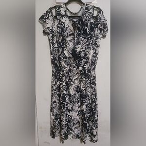 Avon Navy and White Botanical Midi Dress